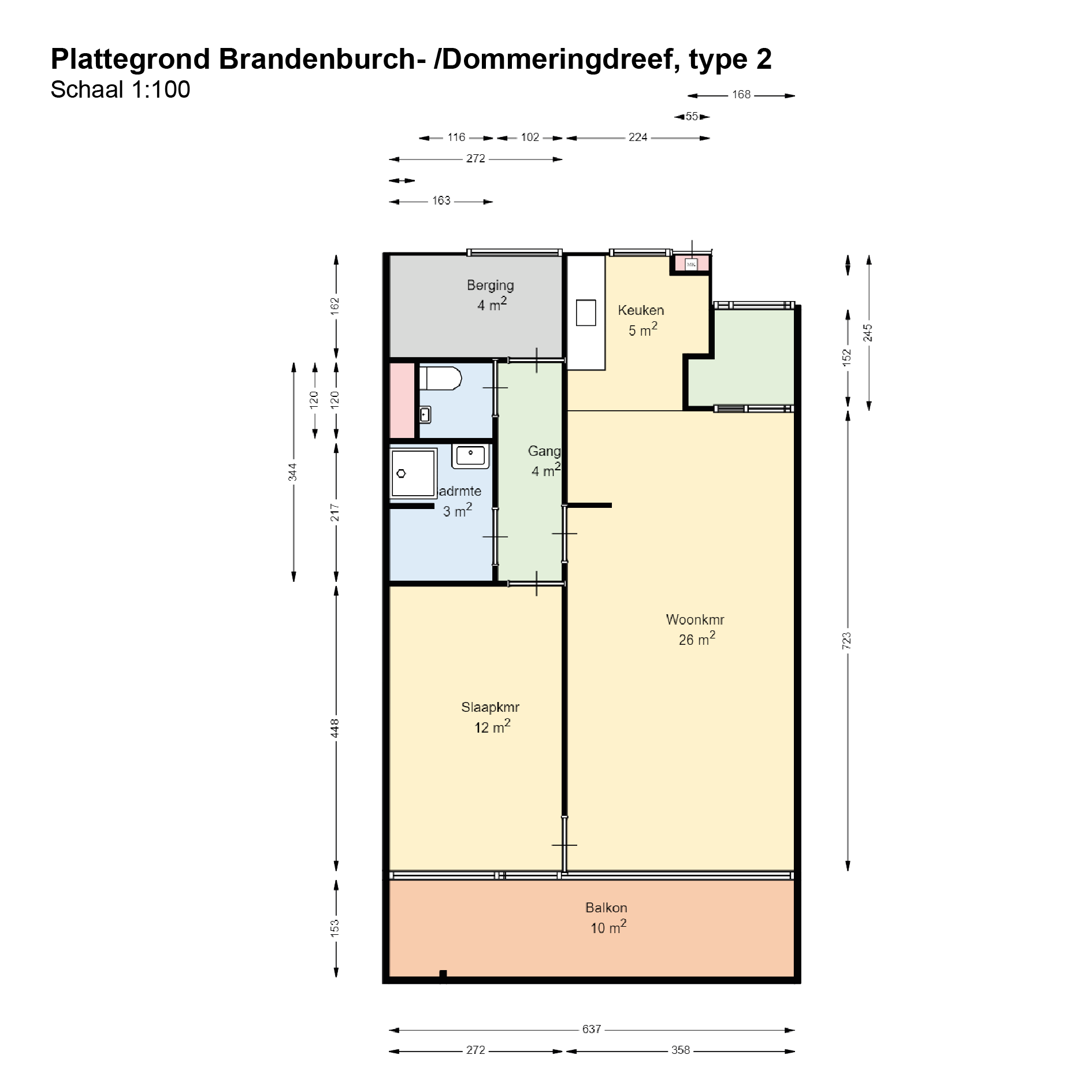 Indeling van de appartementen Brandenburch2